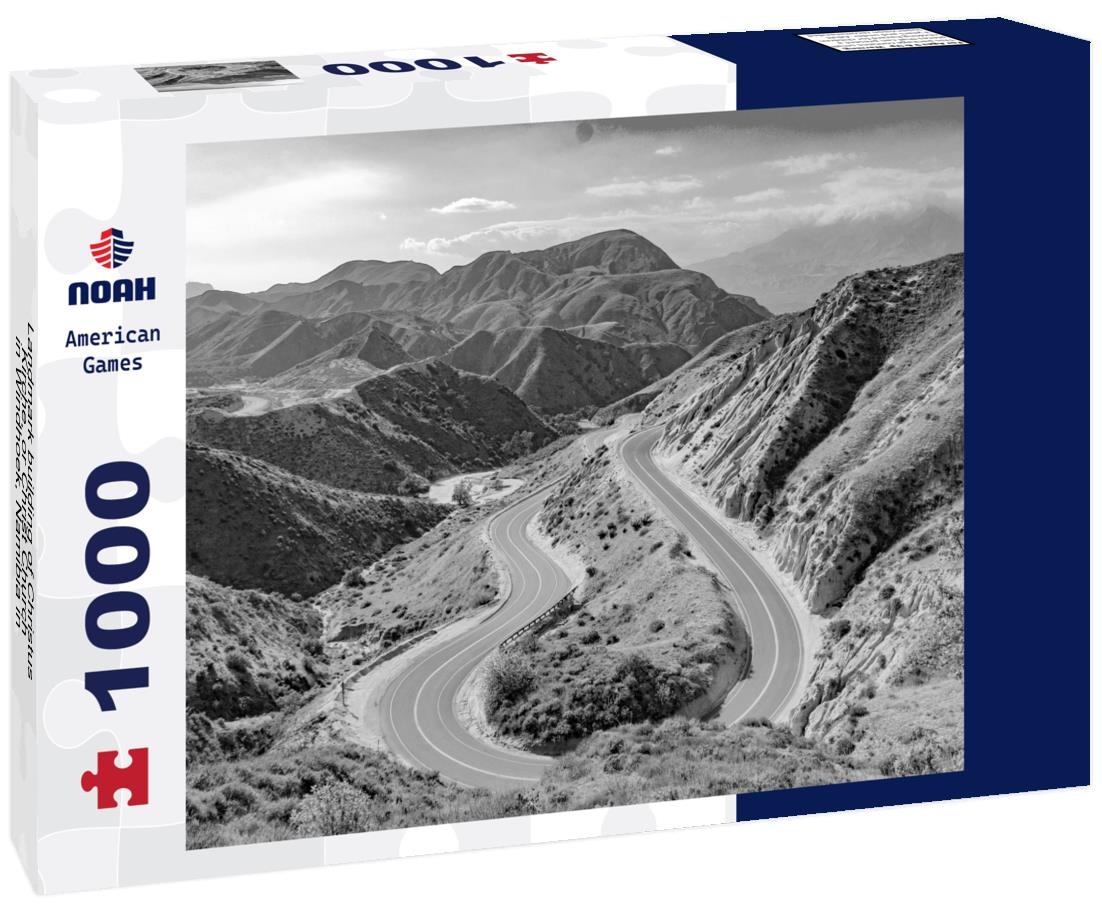 Noah Jigsaw Puzzle Landmark building of Christus Kirche, or Christ Church in Windhoek, Namibia in black white 1000 pieces