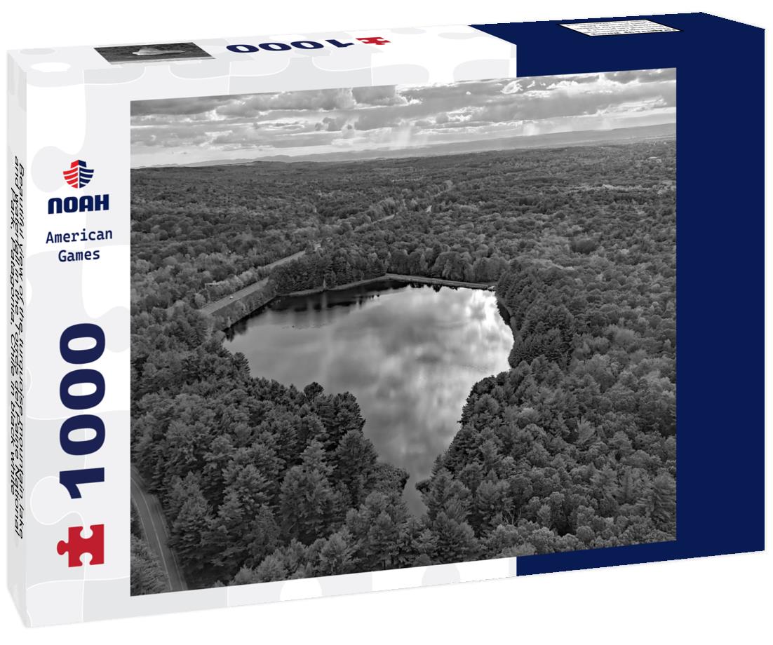 Noah Jigsaw Puzzle Beautiful view of the turquoise mountain lake and waterfall in the Torres del Paine National Park, Patagonia, Chile in black white 1000 pieces