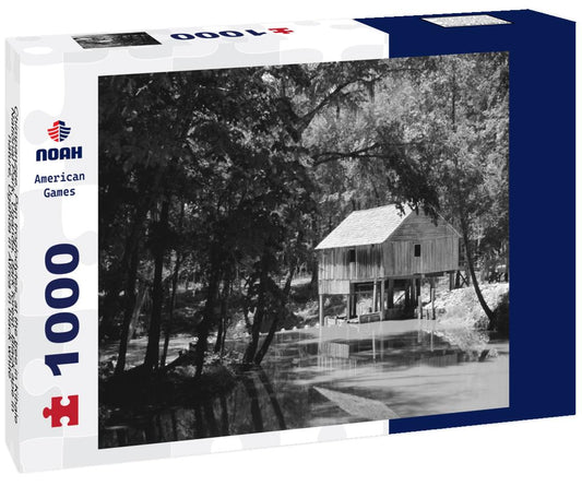 Noah Jigsaw Puzzle Chimpanzee, Pan troglodytes, at the tree in Kibale National Park, Uganda, dark forest. Black ape in nature, Uganda in Africa in black white 1000 pieces