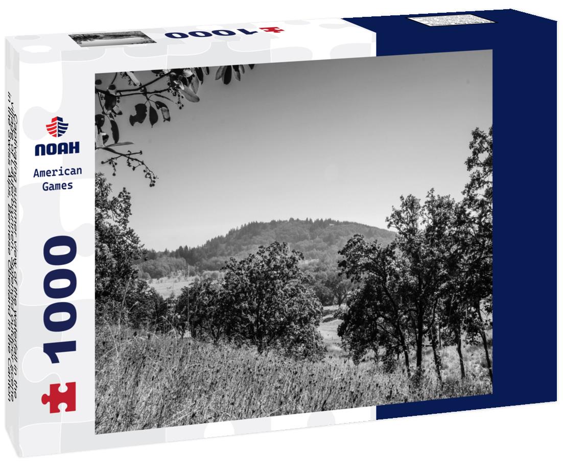 Noah Jigsaw Puzzle Captivating summer view of the waterfall in the village of Lauterbrunnen. Splendid outdoor scene in the Swiss Alps, Bernese Oberland in the Canton of Bern, Switzerland in black white 1000 pieces