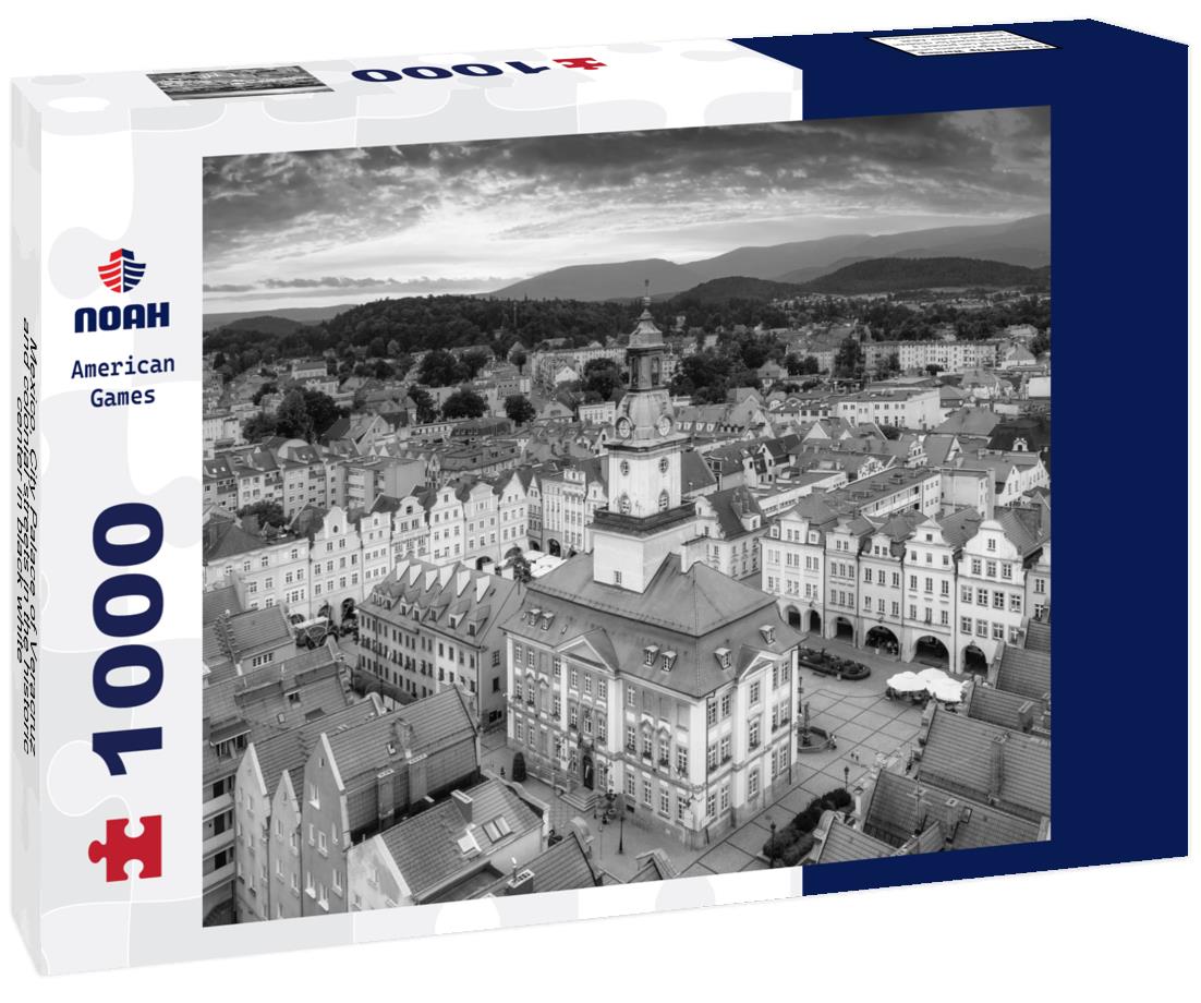 Noah Jigsaw Puzzle Mexico, City Palace of Veracruz and colonial streets in the historic center in black white 1000 pieces