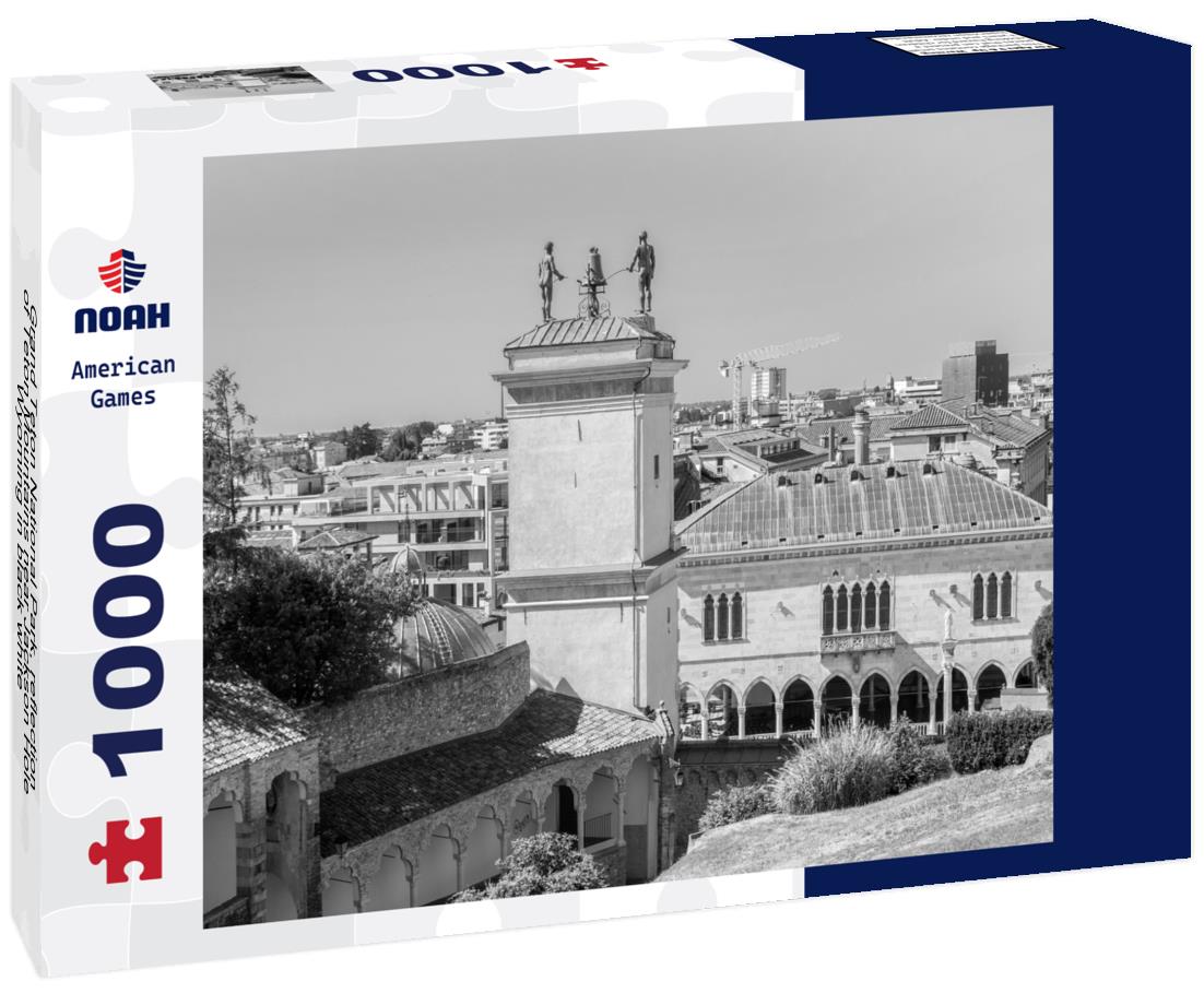 Noah Jigsaw Puzzle Grand Teton National Park, reflection of Teton Mountains near Jackson Hole, Wyoming in black white 1000 pieces