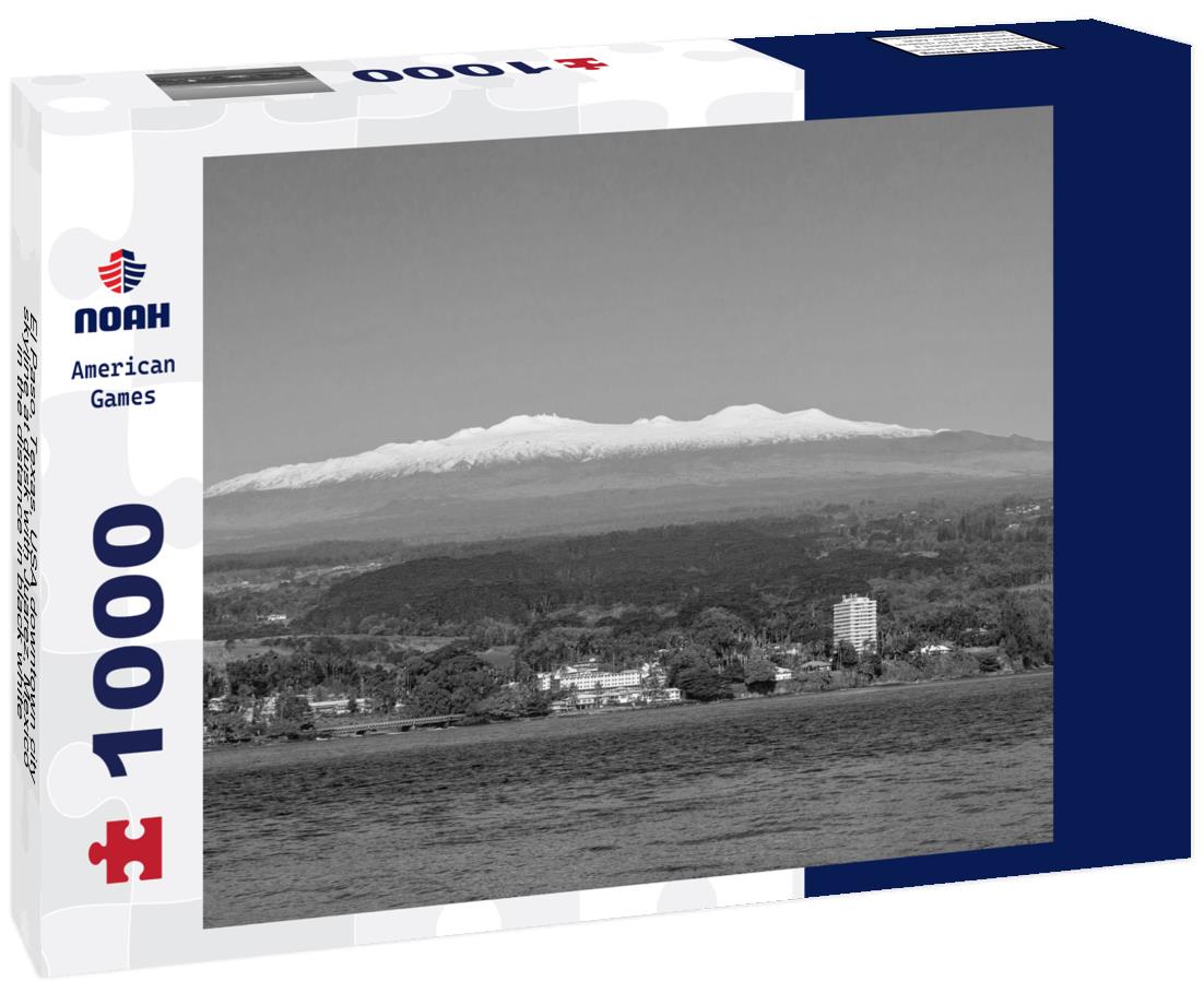 Noah Jigsaw Puzzle El Paso, Texas, USA downtown city skyline at dusk with Juarez, Mexico in the distance in black white 1000 pieces