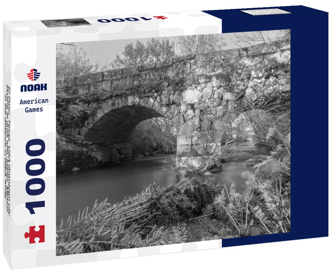 Noah Jigsaw Puzzle El Paso, Texas, USA downtown city skyline at dusk with Juarez, Mexico in the distance in black white 1000 pieces