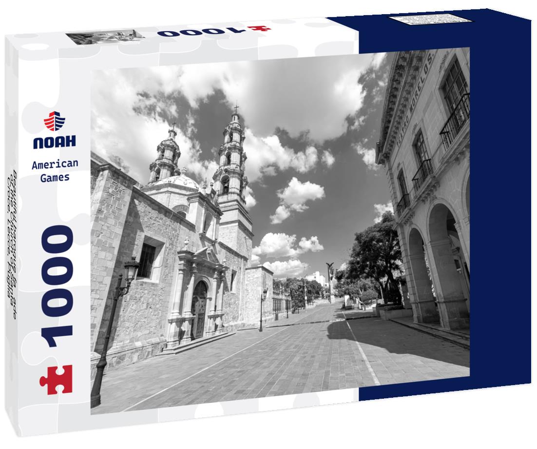 Noah Jigsaw Puzzle Beautiful baroque façade of the Church of Santa Croce, Lecce, Puglia, Italy in black white 1000 pieces