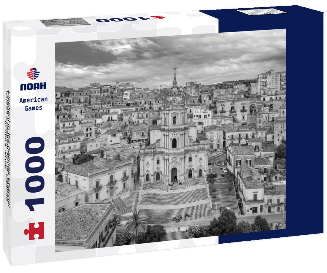 Noah Jigsaw Puzzle Elephant in the Kazinga Channel Queen Elizabeth NP in Uganda in black white 1000 pieces