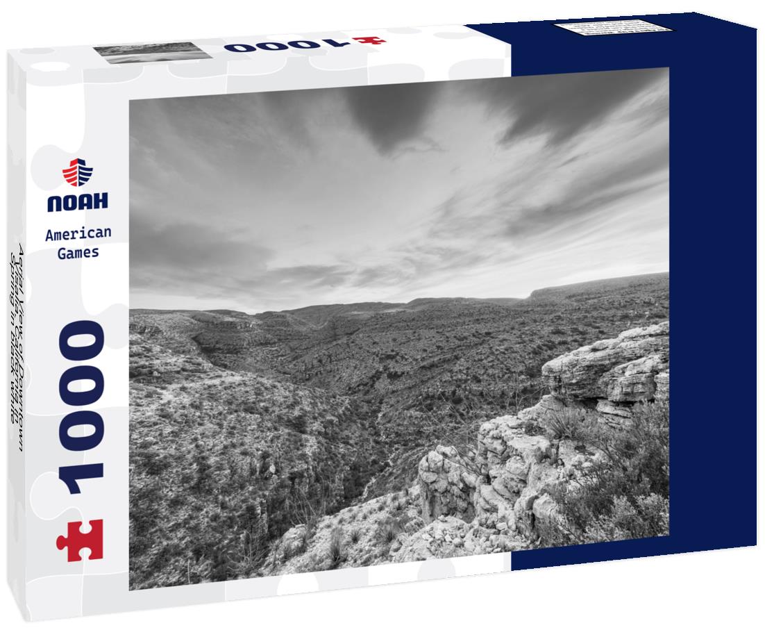 Noah Jigsaw Puzzle Aerial View of Downtown Visalia, California in Spring in black white 1000 pieces