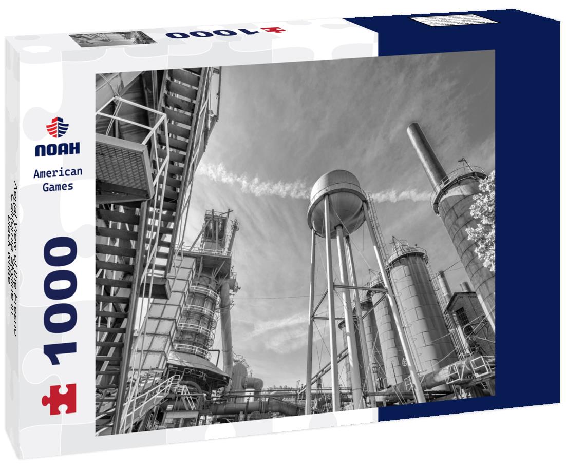 Noah Jigsaw Puzzle Aerial View of the Fresno, California Skyline in black white 1000 pieces