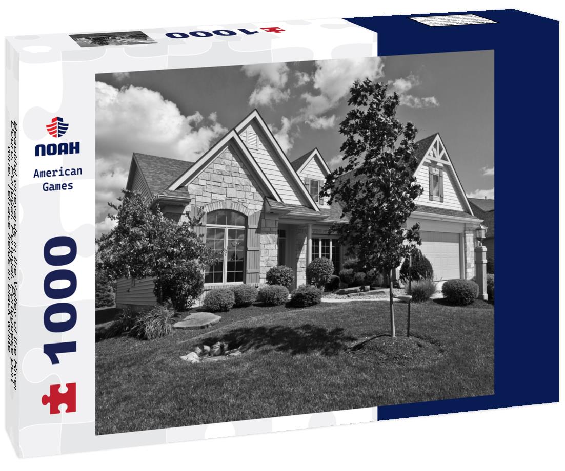 Noah Jigsaw Puzzle Beautiful vineyards in the Valley of the River Douro, Portugal, Portugal. Portuguese port wine. Terrace fields in black white 1000 pieces