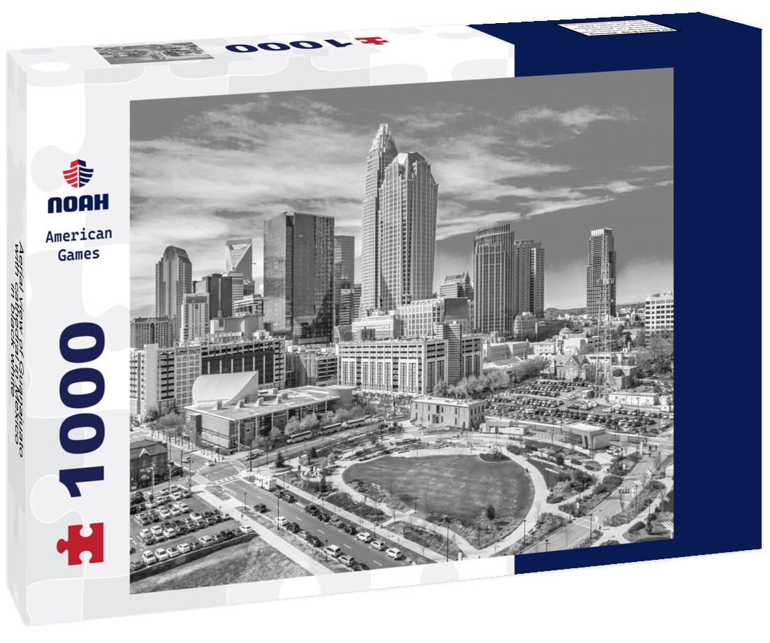 Noah Jigsaw Puzzle Aerial view of Guanajuato with cathedral in Mexico in black white 1000 pieces