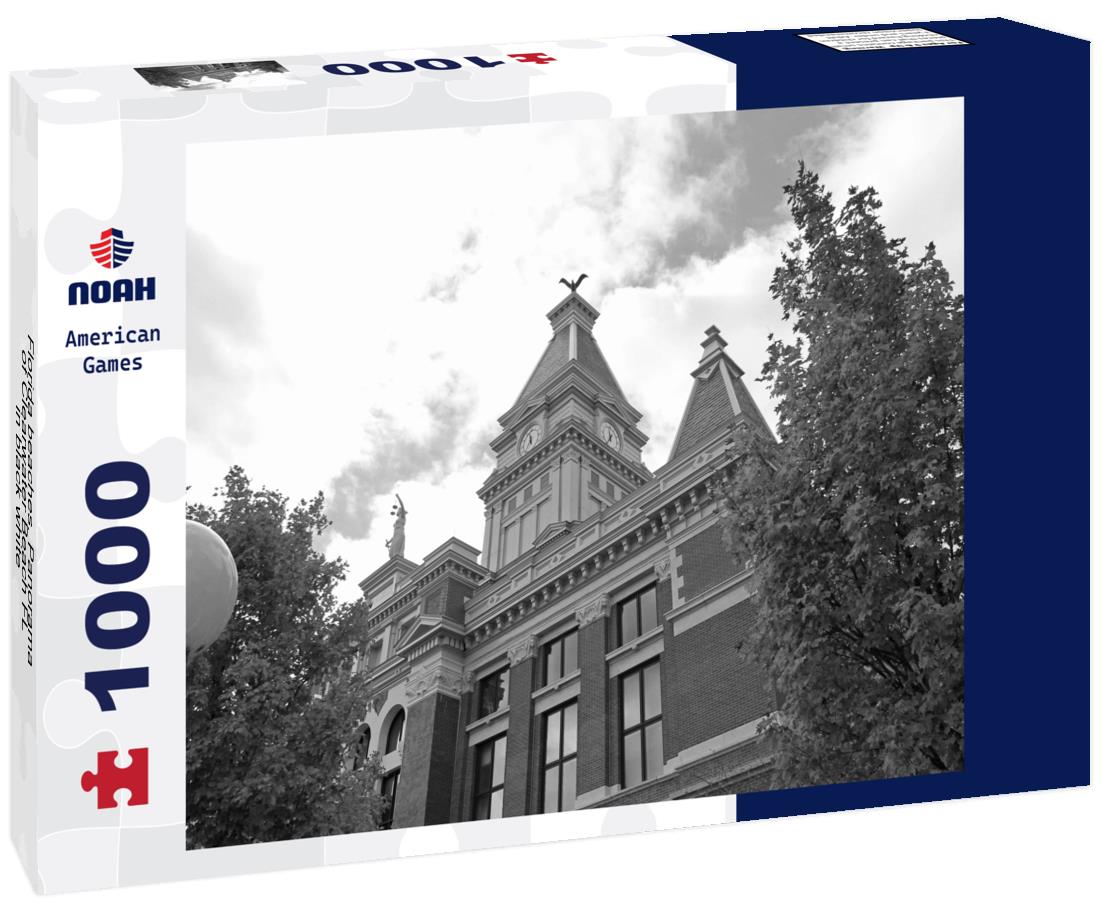 Noah Jigsaw Puzzle Florida beaches. Panorama of Clearwater Beach FL in black white 1000 pieces