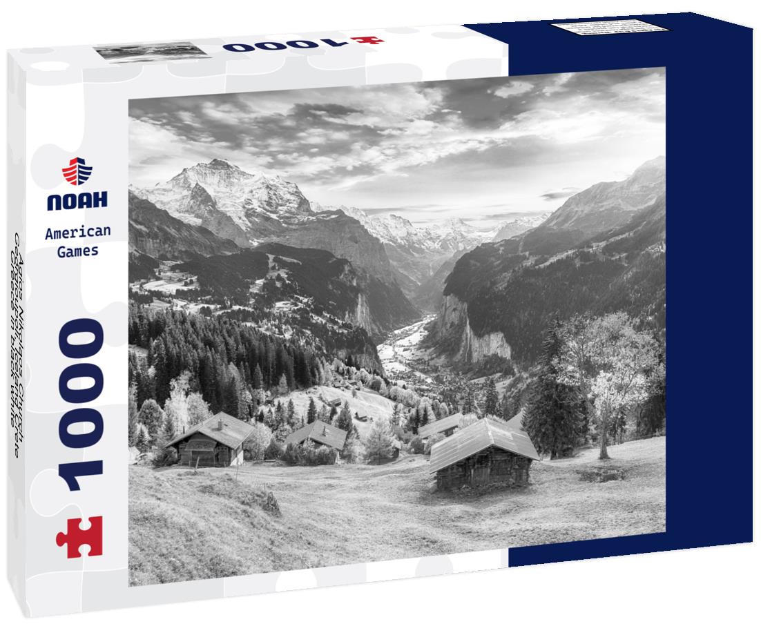 Noah Jigsaw Puzzle Agios Nikolaos Church, Georgioupoli, Iceland Crete, Greece in black white 1000 pieces