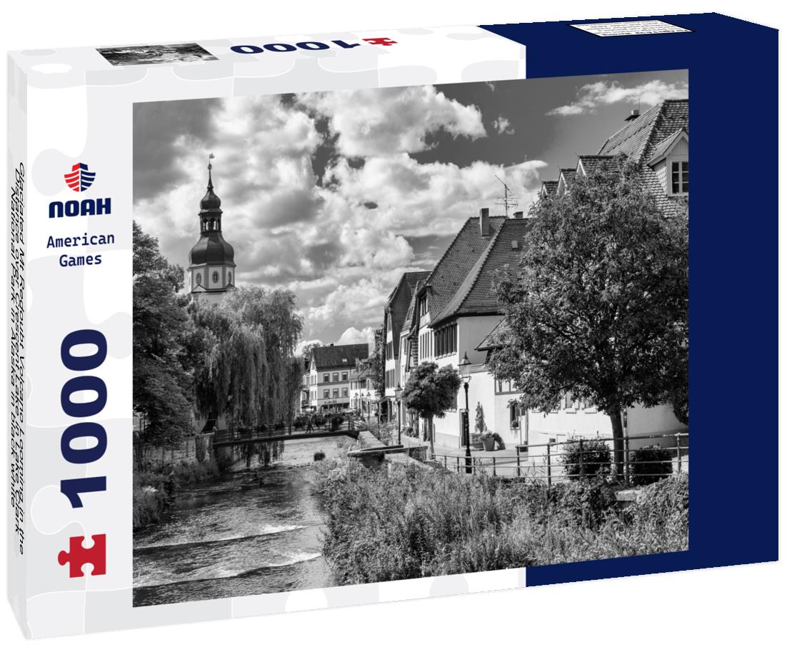 Noah Jigsaw Puzzle Glaciated Mt Redoubt Volcano Looming in the Distance over Crescent Lake in Lake Clark National Park in Alaska in black white 1000 pieces