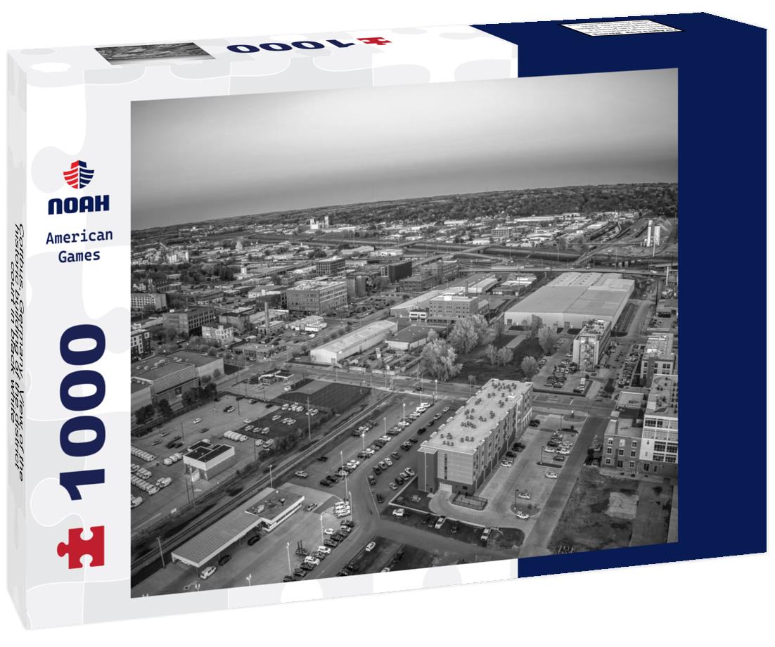 Noah Jigsaw Puzzle Cottbus, Germany. View of the historic building of the district court in black white 1000 pieces