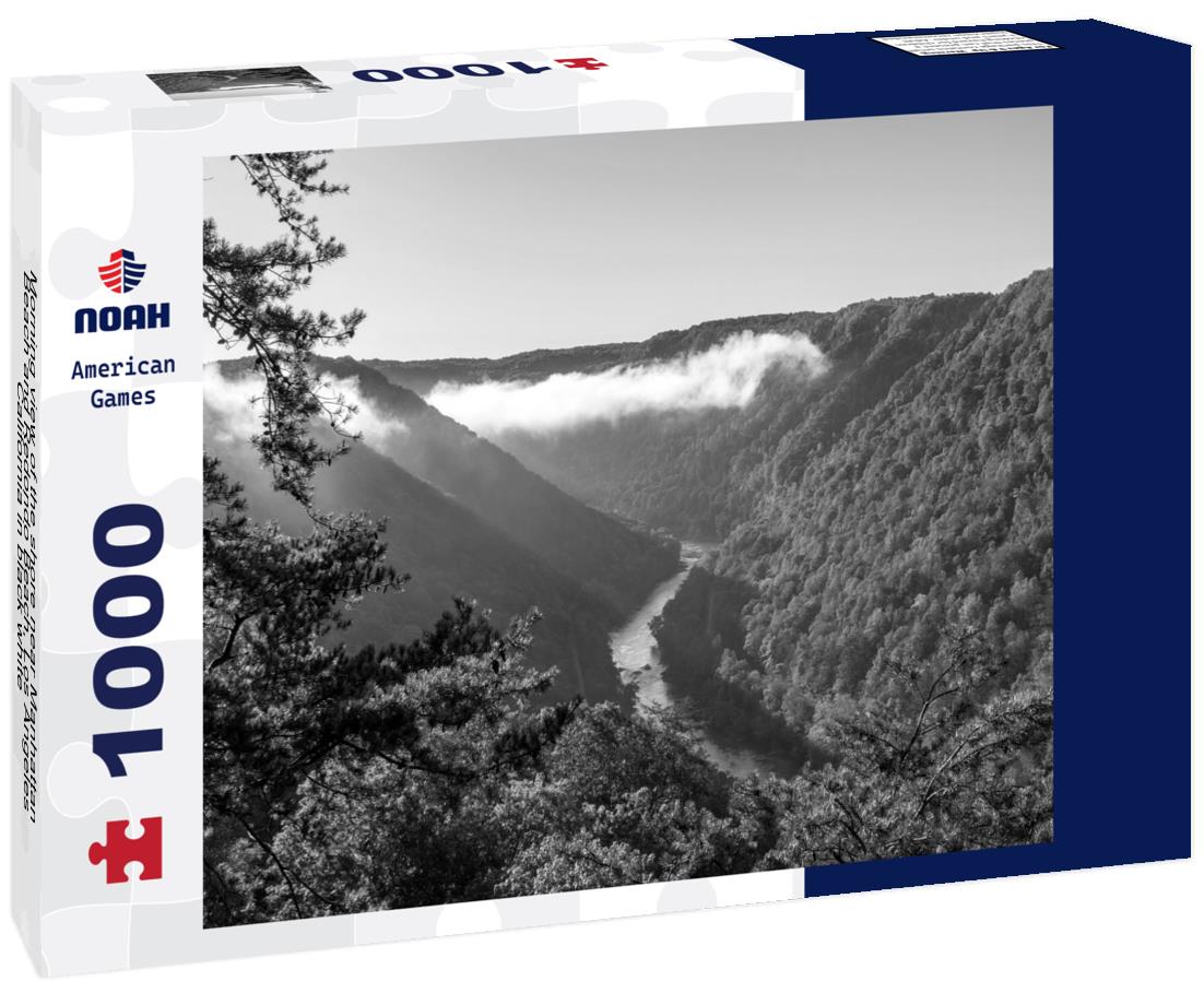 Noah Jigsaw Puzzle Morning view of the shore near Manhattan Beach and Redondo Beach, Los Angeles, California in black white 1000 pieces