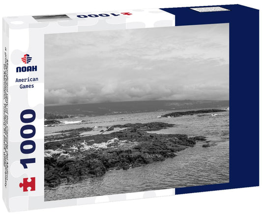 Noah Jigsaw Puzzle Magnificent view of the Cascate del Mulino, a group of beautiful hot springs in the municipality of Manciano, Tuscany in black white 1000 pieces