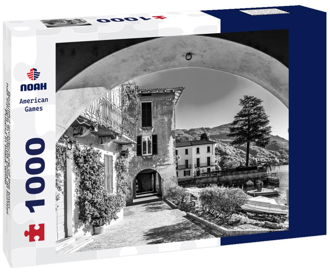 Noah Jigsaw Puzzle Beautiful architecture of the town hall square in Jelenia Gora at sunset, Poland in black white 1000 pieces