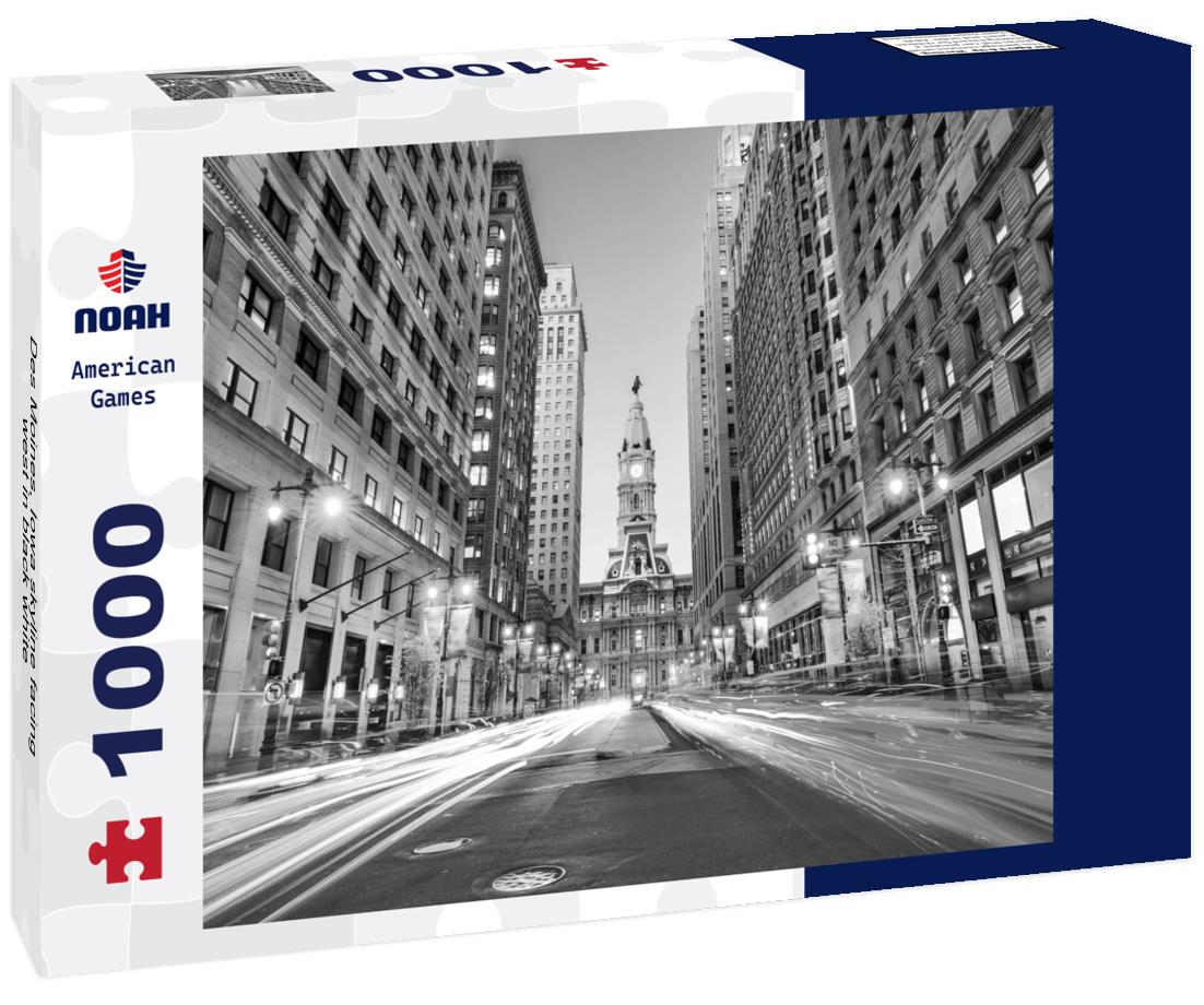 Noah Jigsaw Puzzle Des Moines, Iowa skyline facing west in black white 1000 pieces