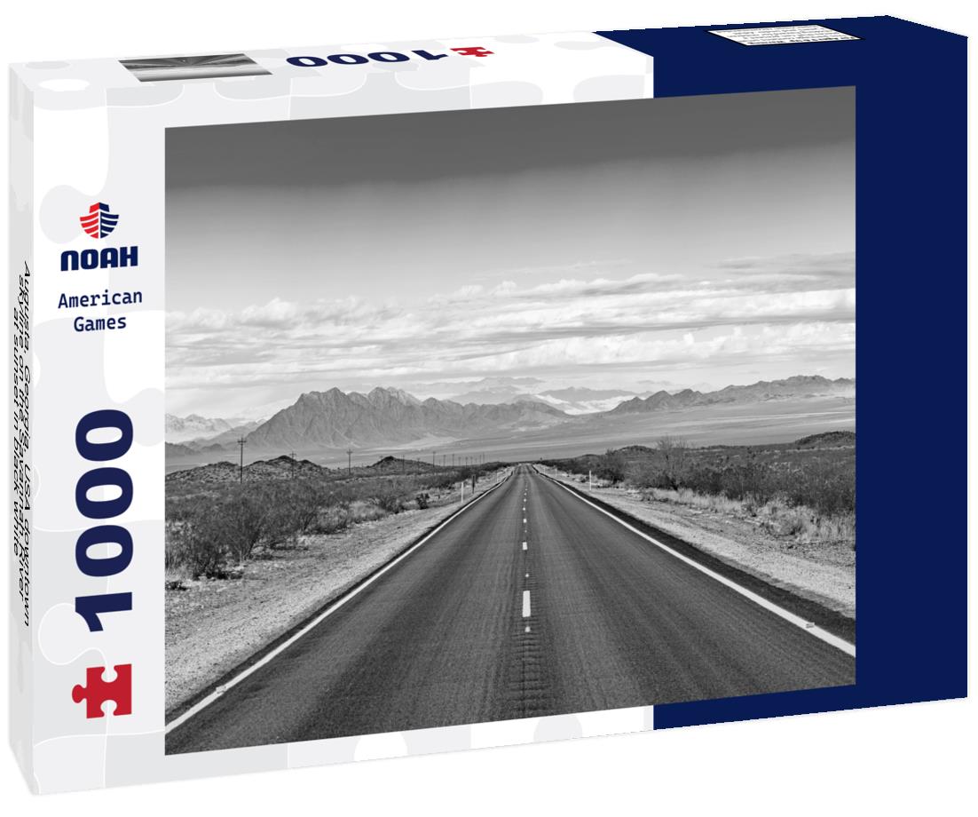 Noah Jigsaw Puzzle Augusta, Georgia, USA downtown skyline on the Savannah River at sunset in black white 1000 pieces