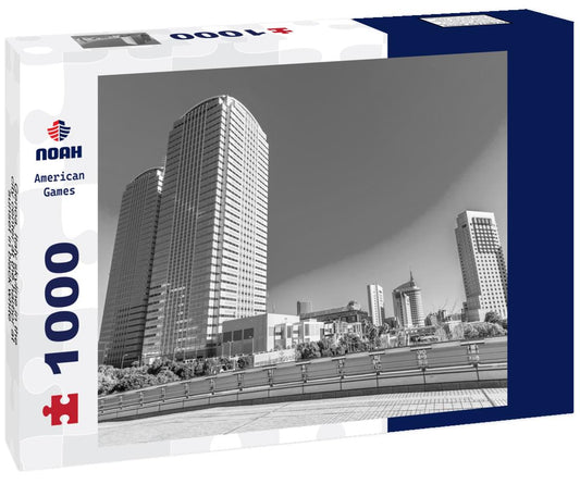 Noah Jigsaw Puzzle Genoa, Italy skyline in the city center at the harbor at sunset in black white 1000 pieces