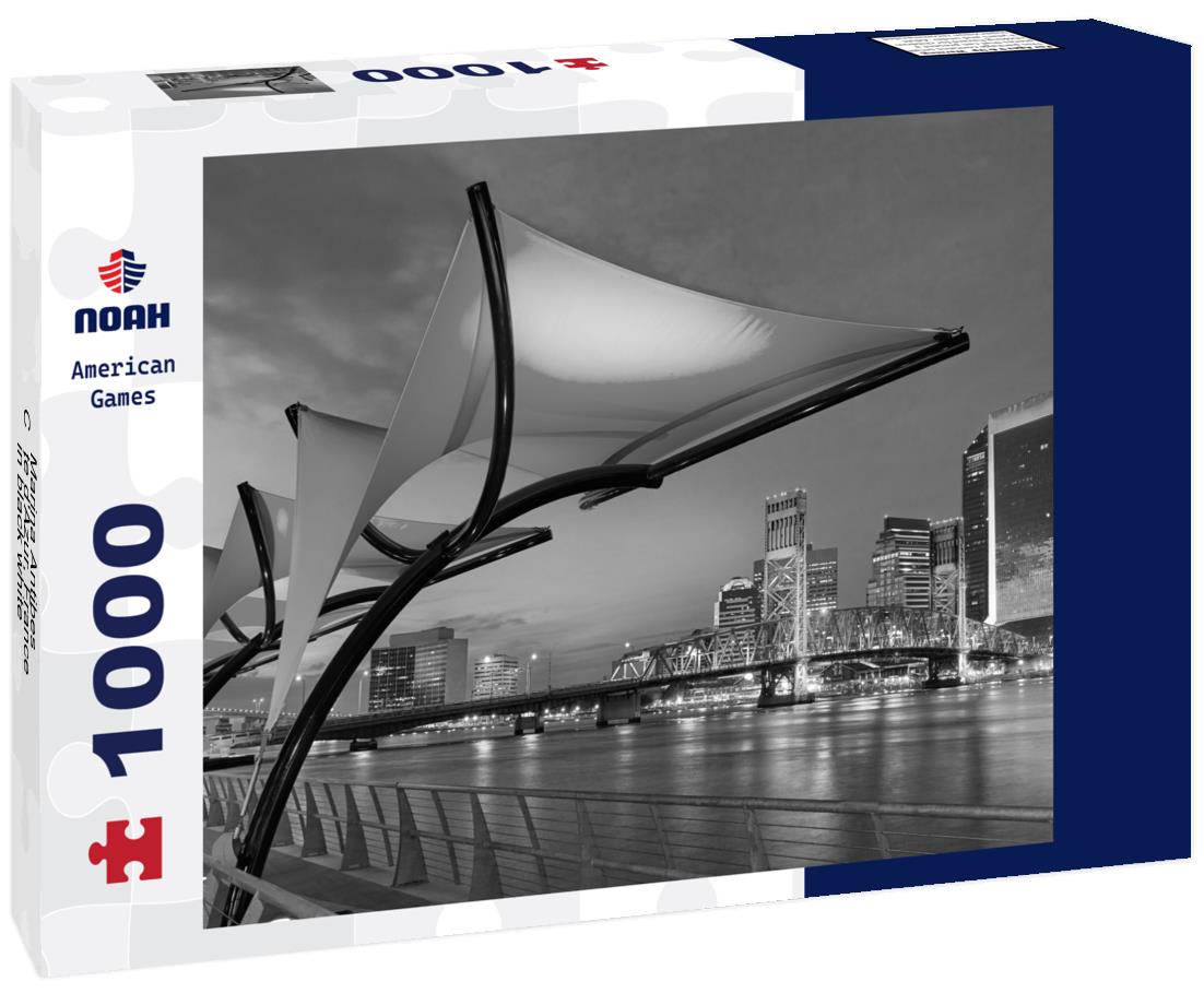 Noah Jigsaw Puzzle Marina Antibes, Côte d'Azur, France in black white 1000 pieces