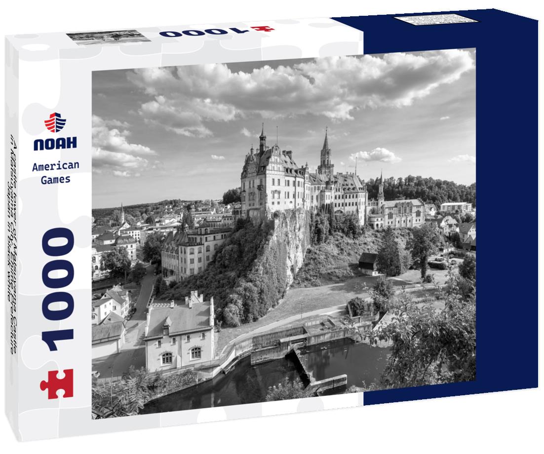 Noah Jigsaw Puzzle A castle tower of Matsuyama Castle in Matsuyama City, Ehime Prefecture, Japan in black white 1000 pieces