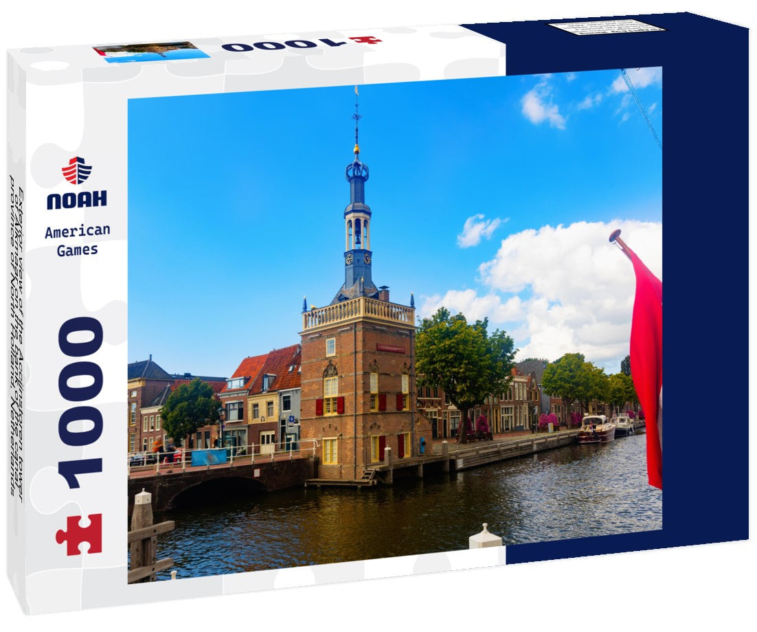 Noah Jigsaw Puzzle Exterior view of the Accijnstoren tower of Alkmaar on the bank of the canal, province of North Holland, Netherlands 1000 pieces