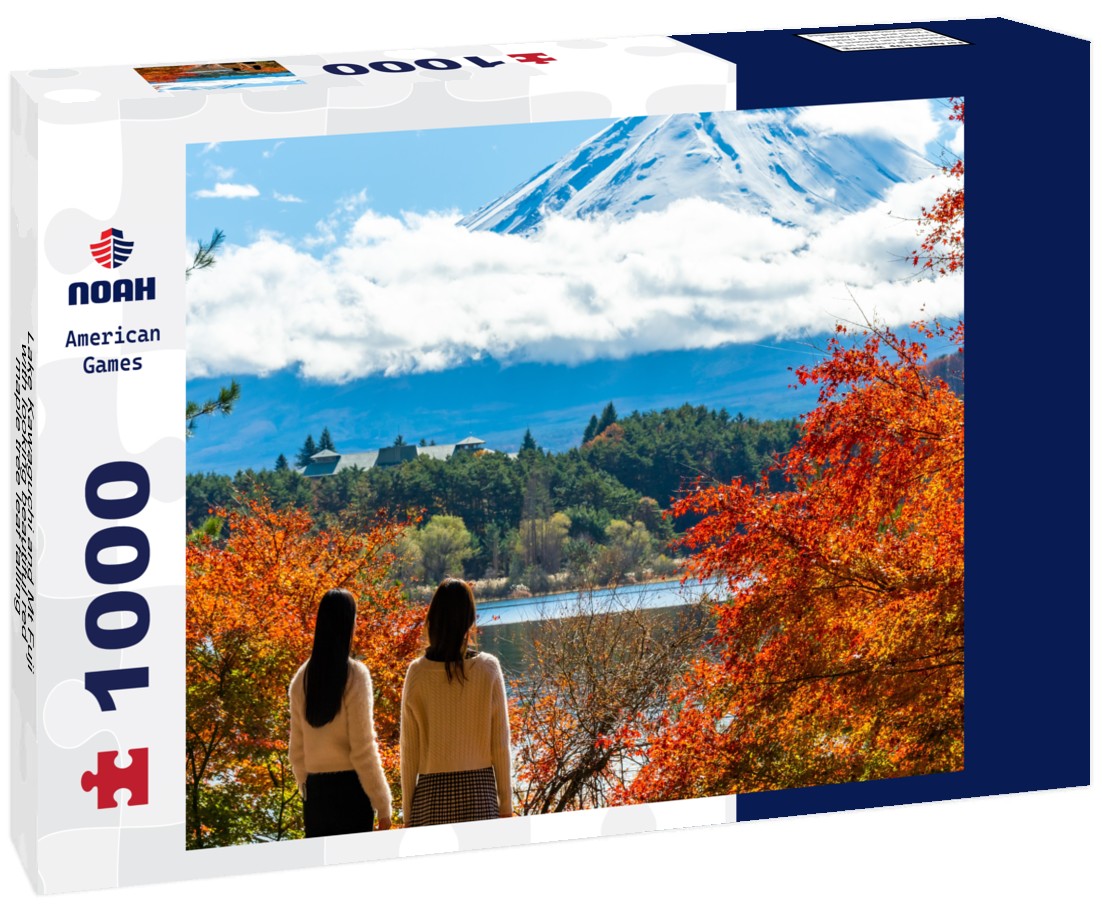 Noah Jigsaw Puzzle Lake Kawaguchi and Mt Fuji with looking beautiful red maple tree leaf falling 1000 pieces