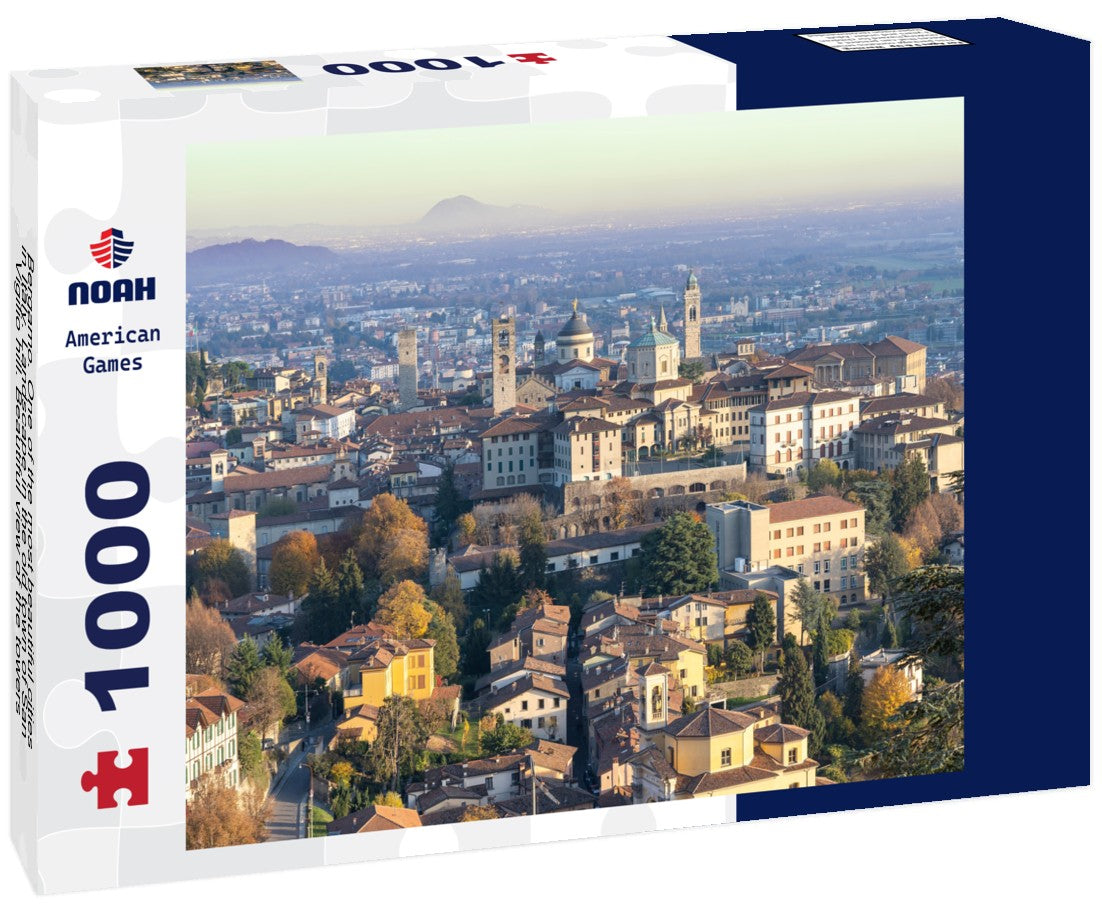 Noah Jigsaw Puzzle Bergamo. One of the most beautiful cities in Italy. Landscape in the old town of San Vigilio hill. Beautiful view of the towers, bell towers and the main churches 1000 pieces