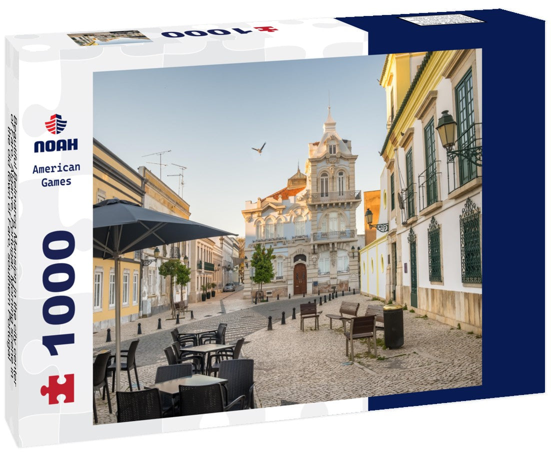 Noah Jigsaw Puzzle Beautiful Belmarco Mansion in the city center of Faro, Algarve, Portugal. Morning scene in the old town of Faro, southern Portugal 1000 pieces