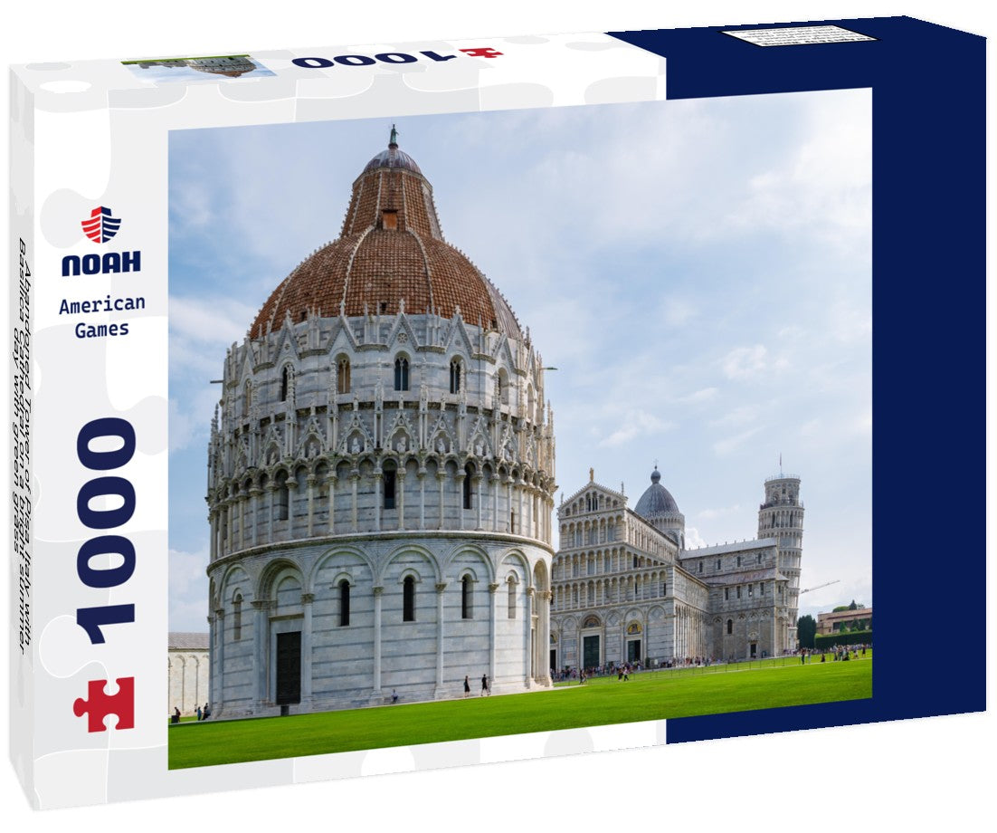 Noah Jigsaw Puzzle Abandoned Tower of Pisa Italy with Basilica Cathedral on a bright summer day with green grass 1000 pieces