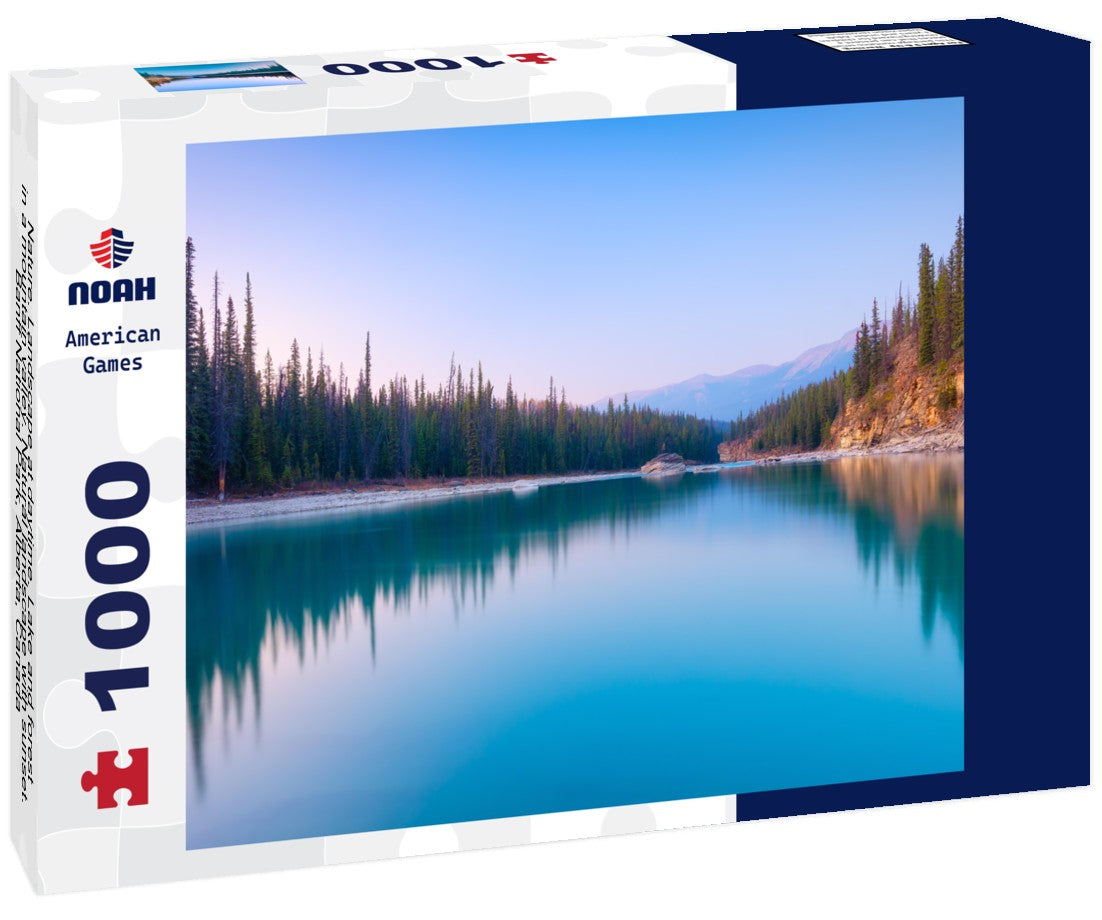 Noah Jigsaw Puzzle Nature. Landscape at daytime. Lake and forest in a mountain valley. Natural landscape with sunset. Banff National Park, Alberta, Canada 1000 pieces