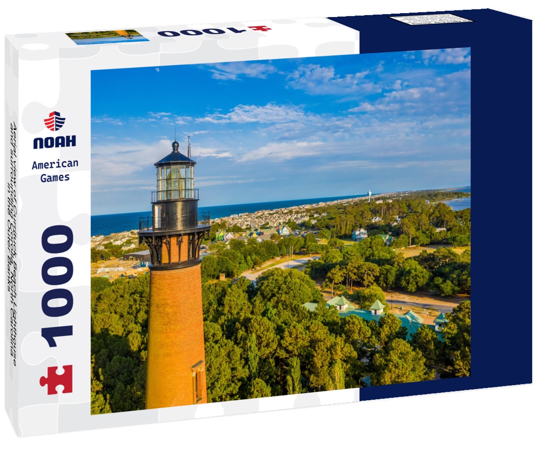 Noah Jigsaw Puzzle Aerial view of Currituck Beach Lighthouse and surrounding Corolla, North Carolina in the Outer Banks 1000 pieces