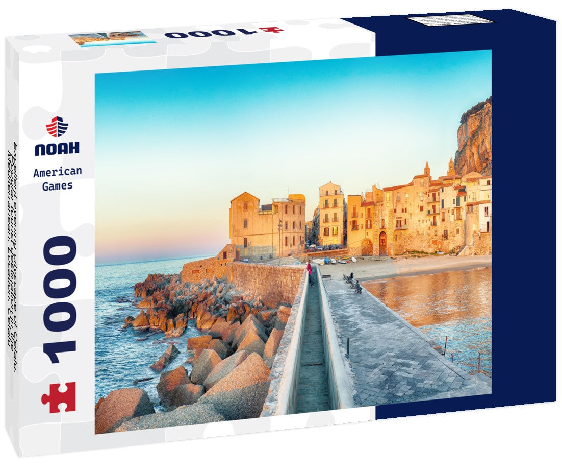 Noah Jigsaw Puzzle Excellent evening cityscape of Cefalu. Popular tourist destination in the Mediterranean. Location: Cefalu, Province of Palermo, Sicily, Italy 1000 pieces