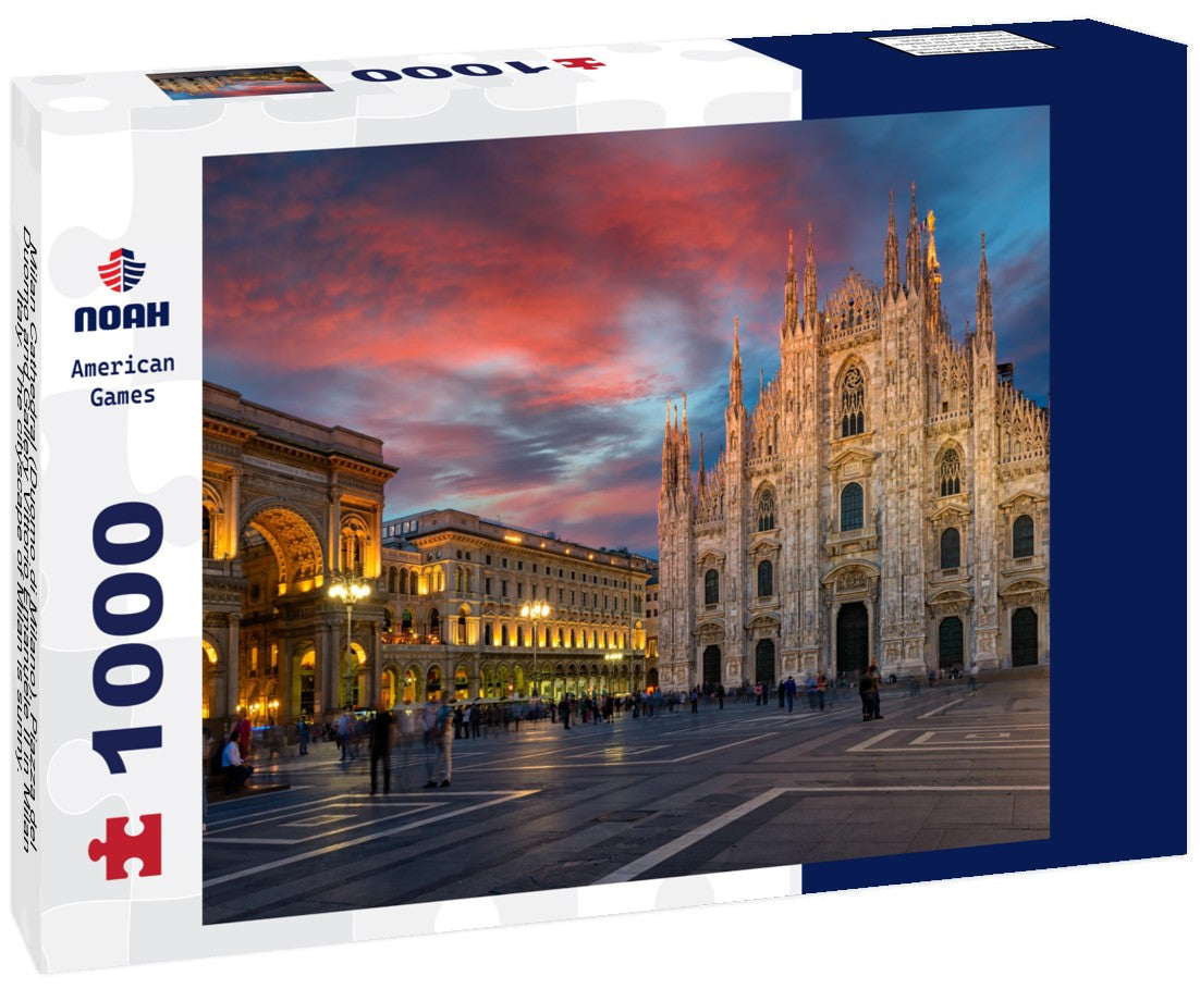 Noah Jigsaw Puzzle Milan Cathedral (Duomo di Milano), Piazza del Duomo and Gallery Vittorio Emanuele II in Milan, Italy. The cityscape of Milan is sunny. Architecture and landmarks of Milan 1000 pieces