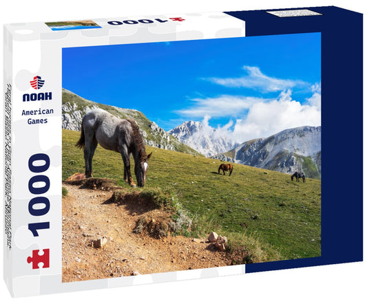 Noah Jigsaw Puzzle Feral horses in Gran Sasso National Park. Highest peak of the Apennine Mountains. Gran Sasso National Park, Abruzzo, Italy 1000 pieces