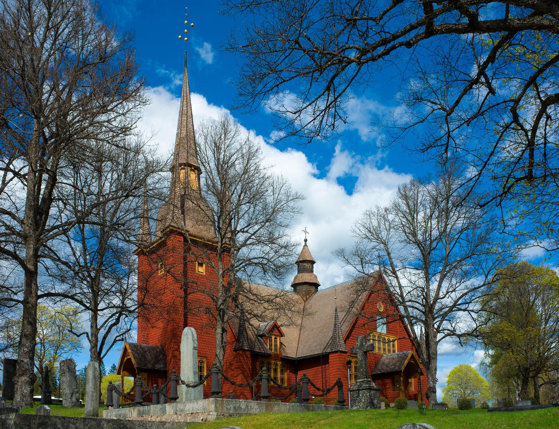 Noah Jigsaw Puzzle Ljusnarsberg red wooden church from the 17th century in Kopparberg, Sweden 1000 pieces