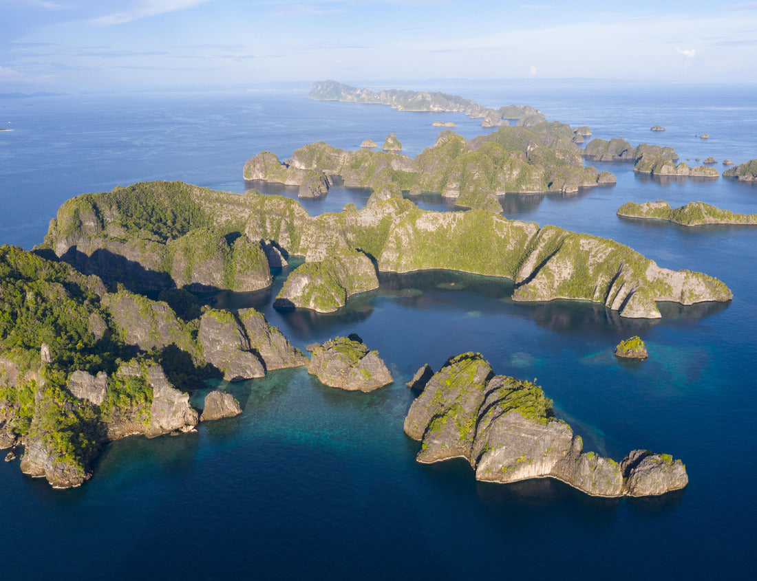 Noah Jigsaw Puzzle Beautiful limestone islands rise from the Raja Ampat, Indonesia, seascape. These islands are ancient, uplifted reefs now surrounded by young, fringing coral reefs 1000 pieces