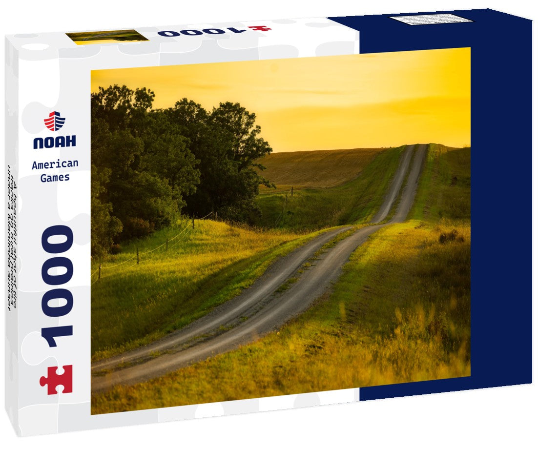 Noah Jigsaw Puzzle A beautiful shot of tire tracks on rural prairies under a Manitoba sunset 1000 pieces