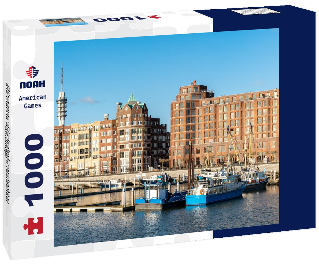 Noah Jigsaw Puzzle Cityscape of Lelystad, overlooking the marina and modern residential buildings 1000 pieces