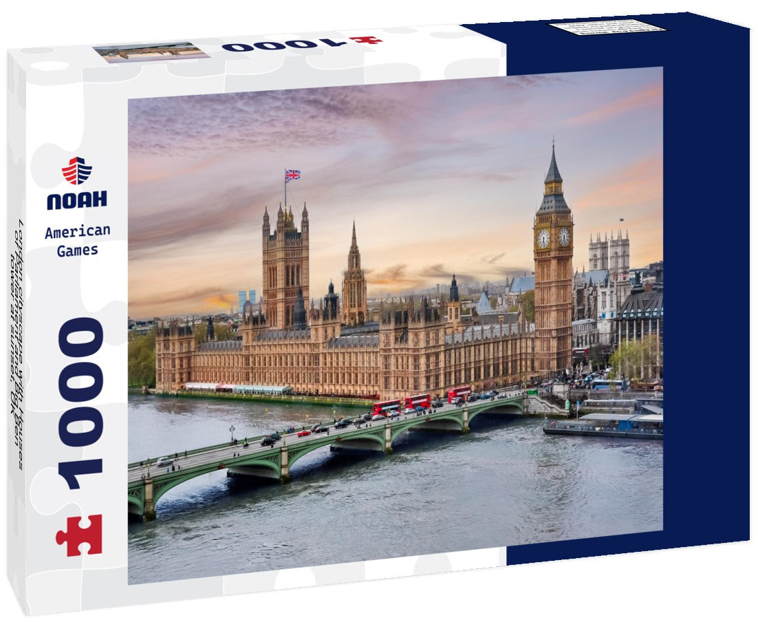 Noah Jigsaw Puzzle London cityscape with Houses of Parliament and Big Ben tower at sunset, UK 1000 pieces