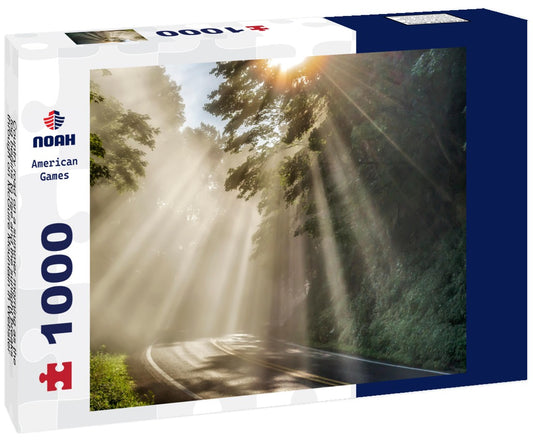 Noah Jigsaw Puzzle Country road on a summer morning as the fog begins to rise and the sunlight breaks through on McGuire Mountain in Webster County, West Virginia, USA 1000 pieces