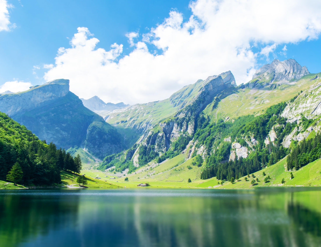 Noah Jigsaw Puzzle Lake in the Swiss Alps. Panoramic view of nature and mountains in Switzerland 1000 pieces