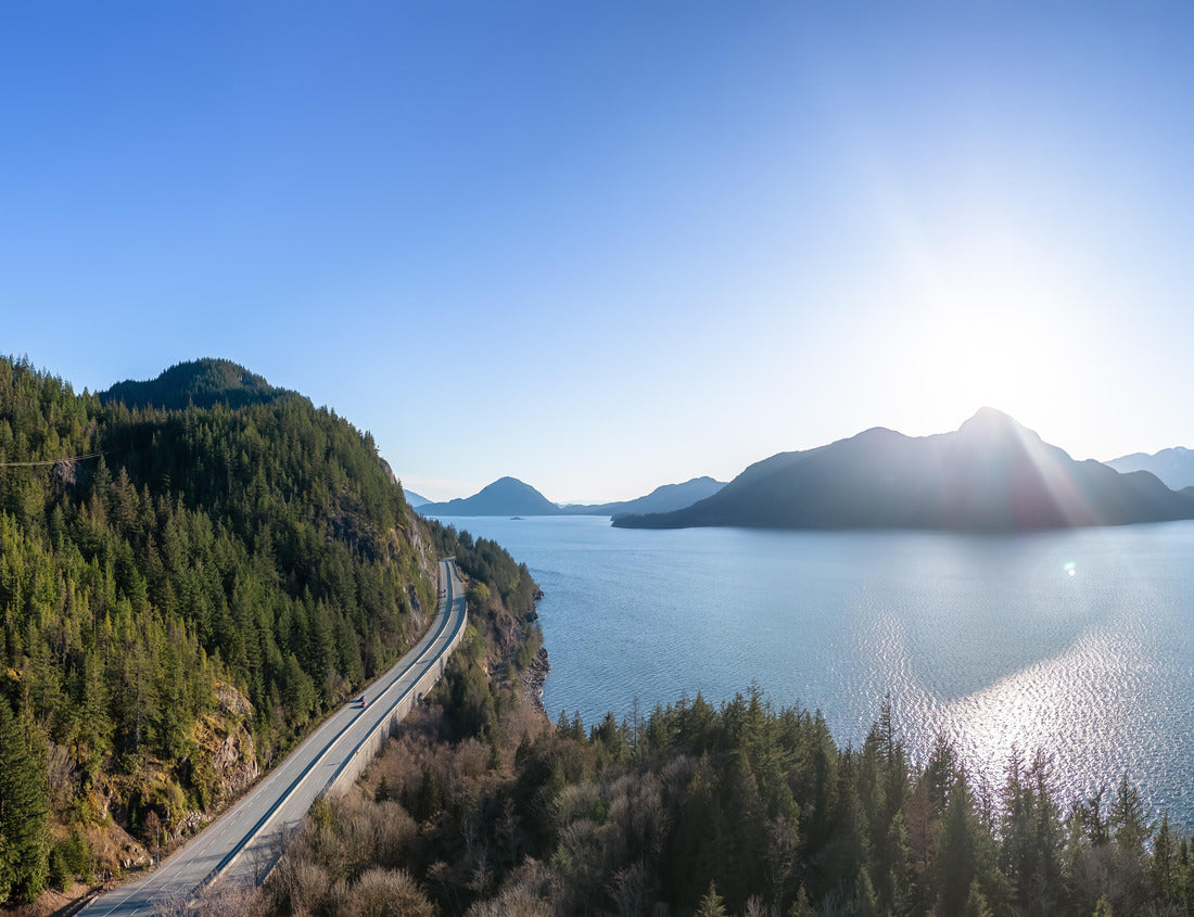 Noah Jigsaw Puzzle Aerial view of Sea to Sky Highway in Howe Sound. Sunset sky. Between Squamish and Vancouver, BC, Canada 1000 pieces