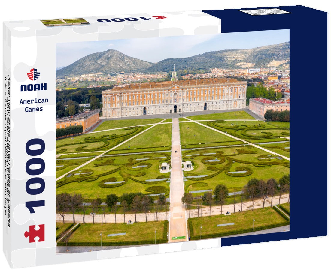 Noah Jigsaw Puzzle Aerial view of the Royal Palace of Caserta, also called Reggia di Caserta. It is a former royal residence with large gardens in Caserta, near Naples, Italy 1000 pieces