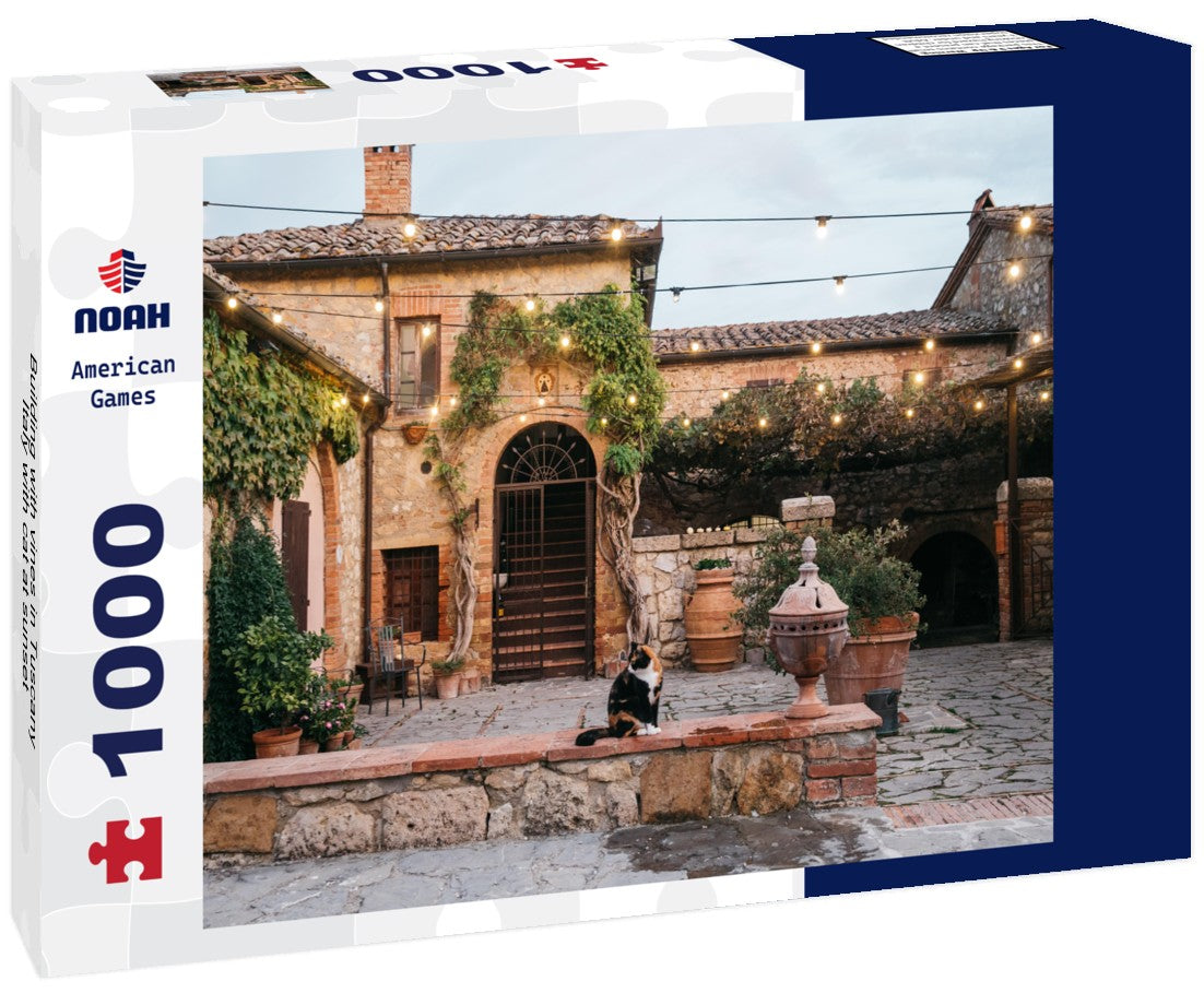 Noah Jigsaw Puzzle Building with vines in Tuscany, Italy with cat at sunset 1000 pieces