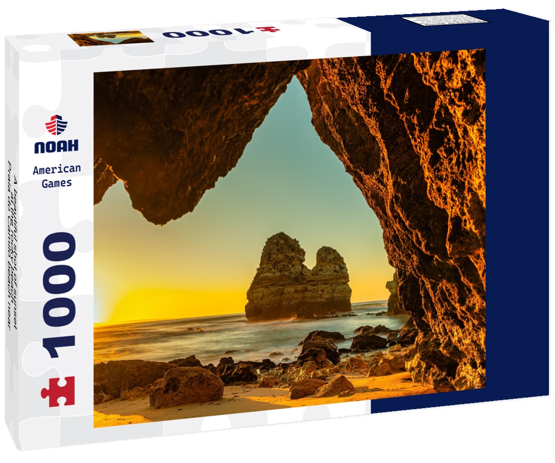 Noah Jigsaw Puzzle A beautiful shot of sunset at the rocky beach - Praia do Camilo beach near Lagos, Algarve, Portugal 1000 pieces