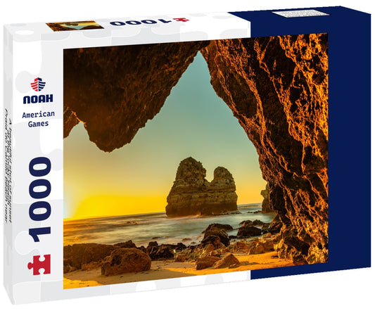 Noah Jigsaw Puzzle A beautiful shot of sunset at the rocky beach - Praia do Camilo beach near Lagos, Algarve, Portugal 1000 pieces
