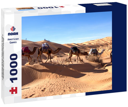 Noah Jigsaw Puzzle Bedouin camel driver leading a line of camels over sand dunes on a camel trek in the Sahara, outside Douz, Tunisia 1000 pieces