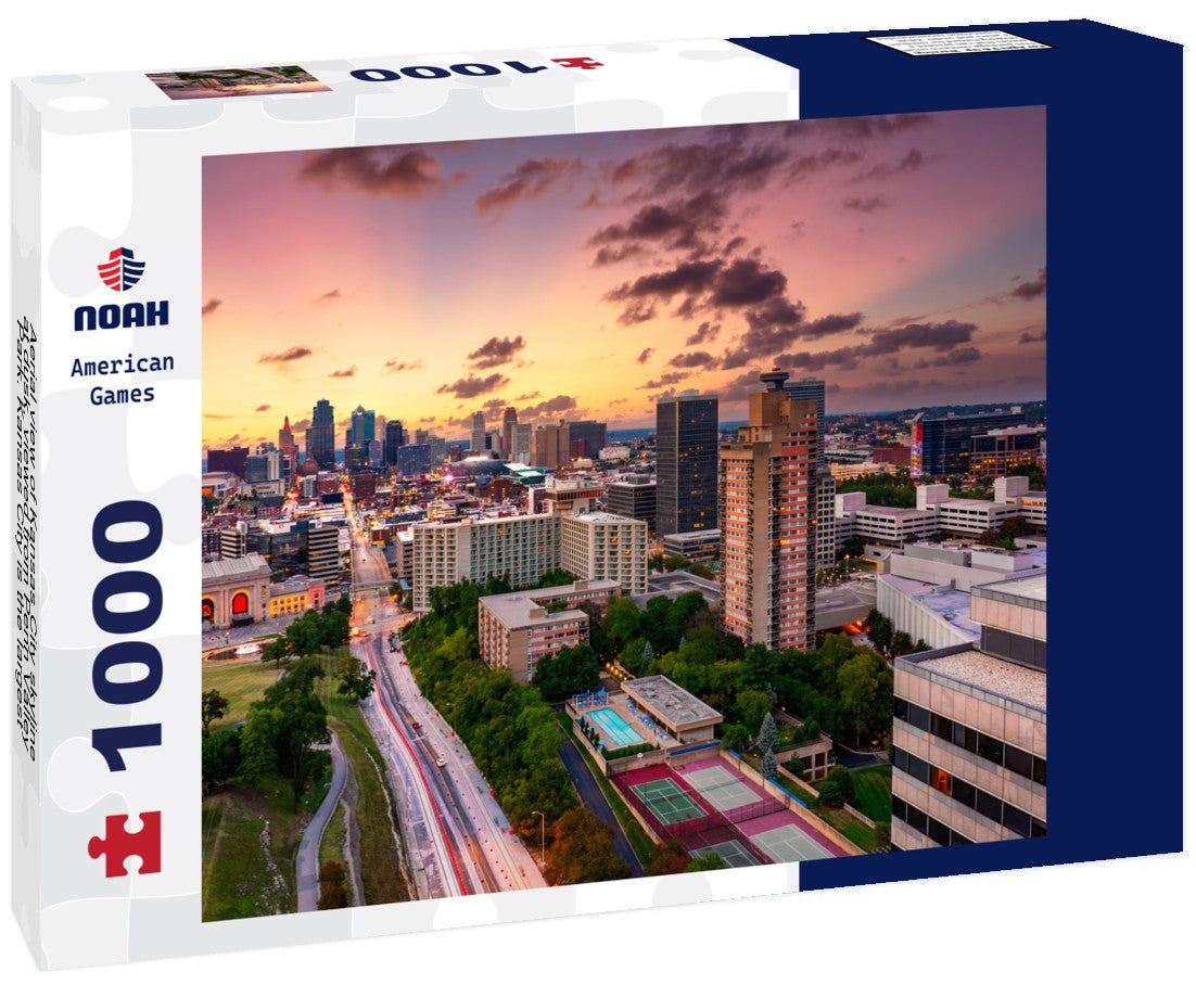 Noah Jigsaw Puzzle Aerial view of Kansas City skyline at dusk, viewed from Penn Valley Park. Kansas City is the largest city in Missouri 1000 pieces